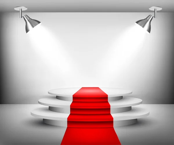 Showroom with red carpet. Vector. — Stock Vector