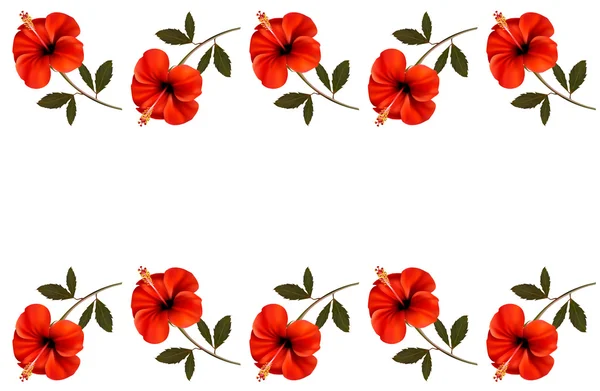Background with a border of red flowers. Vector. — Stock Vector