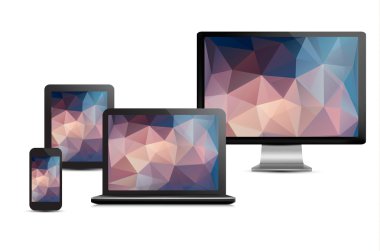 Gerçekçi görüntü, dizüstü bilgisayar, tablet bilgisayar ve mobil pho