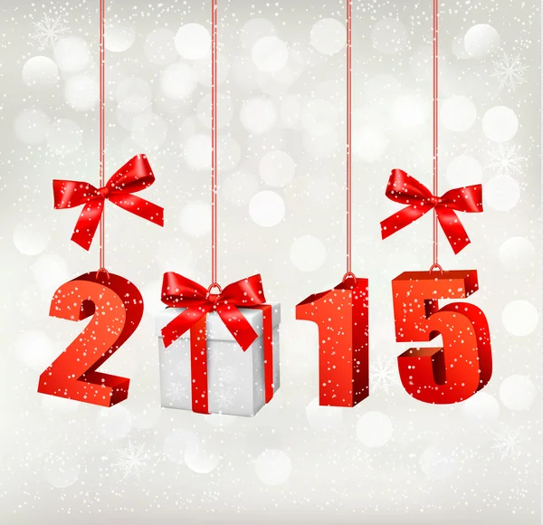 2015 new Years achtergrond met cadeau. Vector. — Stockvector