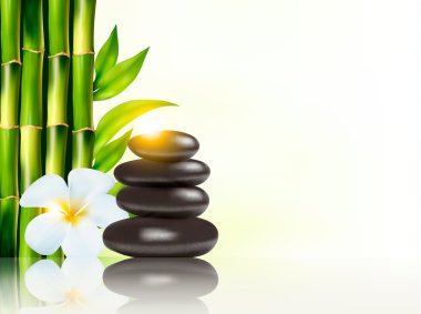 Spa arka plan bambu ve taşlar ile. Vektör.