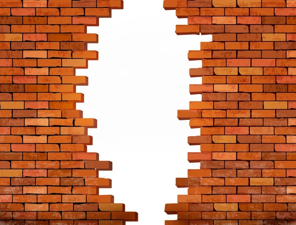 Vintage brick wall background with hole. Vector — Stock Vector