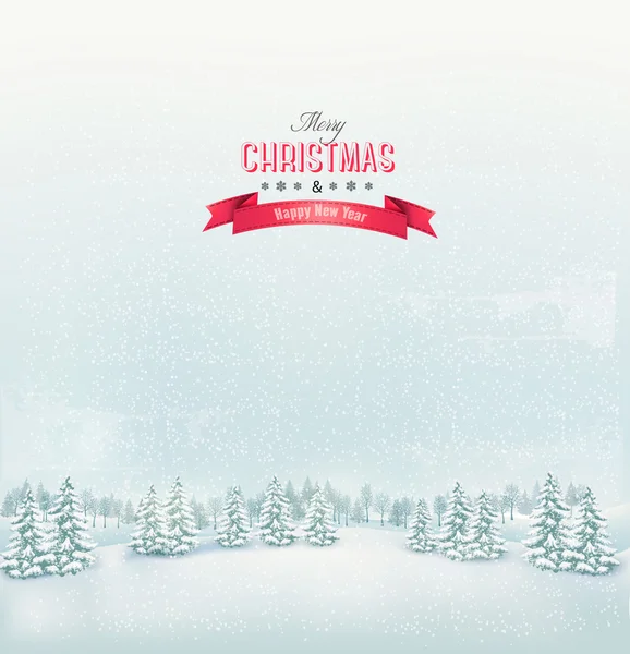 Christmas winter landscape background. Vector. — Stock Vector