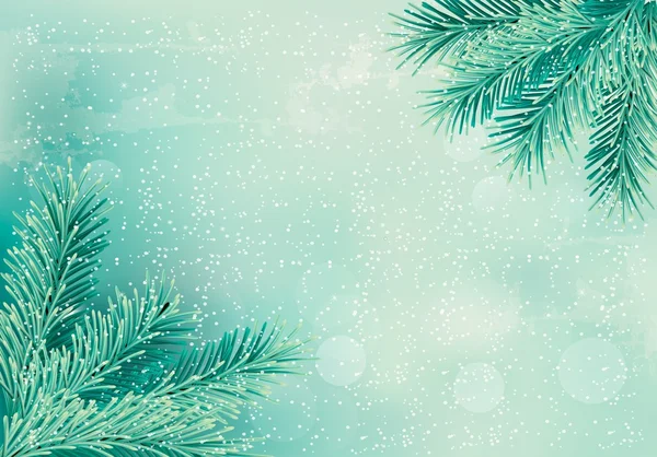 Fondo retro de Navidad con ramas de árbol de Navidad. Vector . — Vector de stock