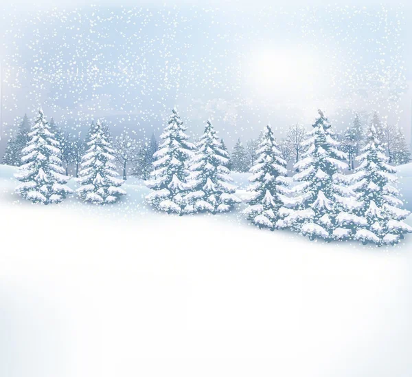 クリスマスの冬の風景の背景。ベクトル. — ストックベクタ