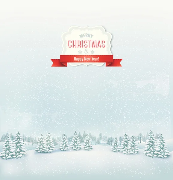 Christmas winter landscape background. Vector. — Stock Vector