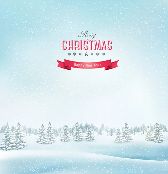 Winter christmas landscape background. Vector. — Stock Vector