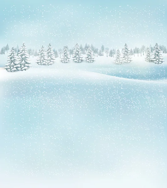 Winter christmas landscape background. Vector. — Stock Vector