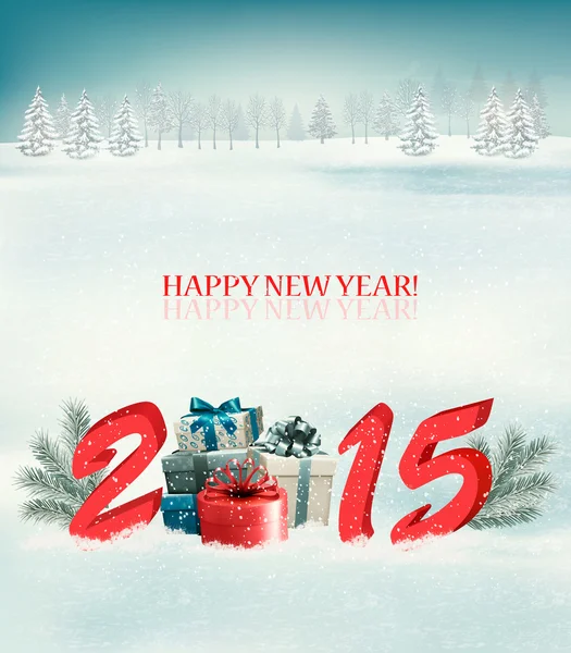 节日背景与礼物和 2015 年。矢量 — 图库矢量图片