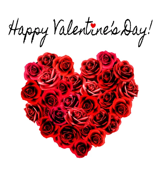 Valentines Day Background. Srdce z rudých růží. Vektor. — Stockový vektor