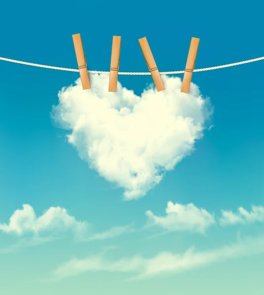 Valentine background with a heart shaped cloud. Vector. — Stock Vector