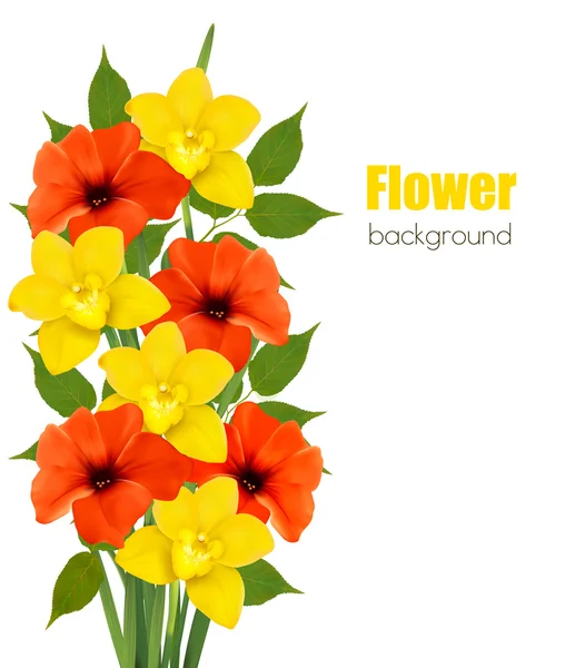 Arka plan ile renkli güzel çiçekler. Vektör çizim — Stok Vektör