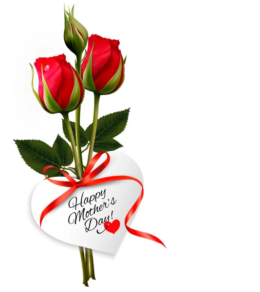 母亲节快乐一天礼品卡的玫瑰花。矢量. — 图库矢量图片#