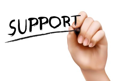 El desteği yazma bir marker ile. Vektör.