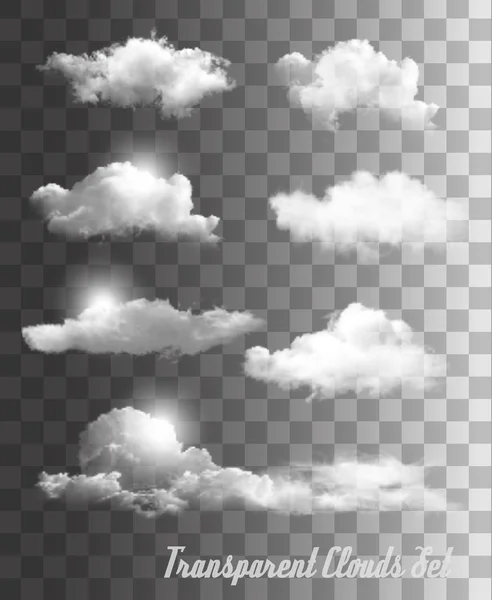 Conjunto de nubes transparentes. Vector . — Vector de stock