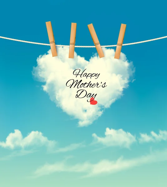 Holiday mother day background with cloud on rope. Vector