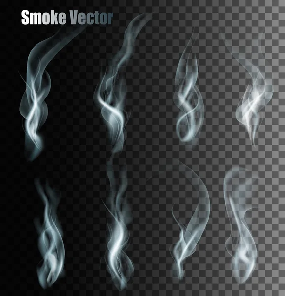 Satz von transparenten verschiedenen Rauchvektoren. — Stockvektor