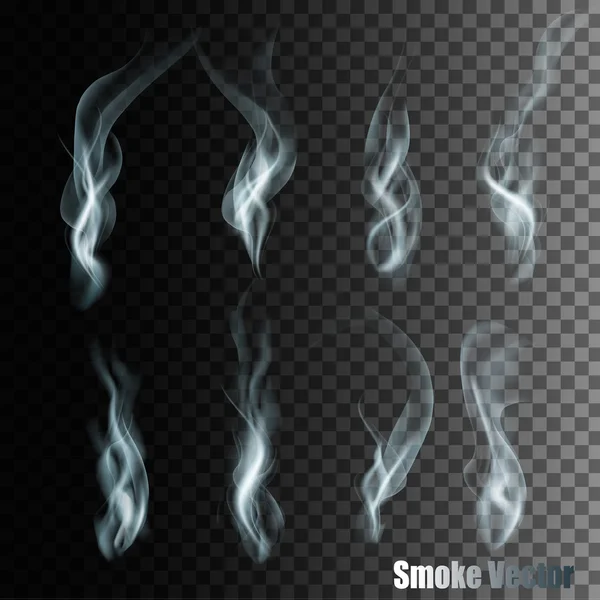 Set Of Transparent Different Smoke Vectors. — Stock Vector