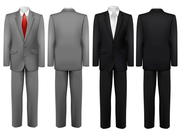 Set of black and grey suits. Vector.