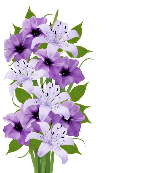 Fundo de férias com flores bonitas coloridas. Vetor illus — Vetor de Stock