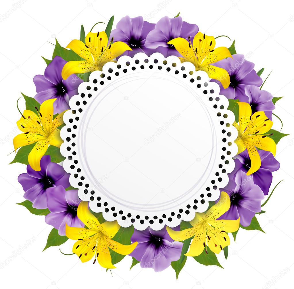 Greeting Card With Beautiful Flowers. Vector. 