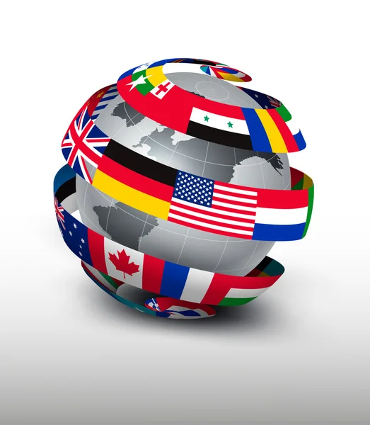 Globe fait d'une bande de drapeaux. Vecteur . — Image vectorielle