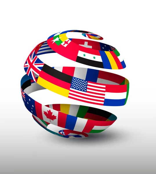 Globe made of a strip of flags. Vector. — Stock Vector