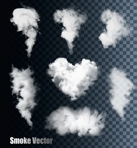 Vectores de humo sobre fondo transparente . — Vector de stock