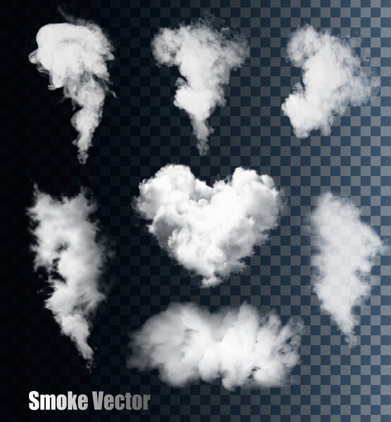 Smoke vectors on transparent background. 