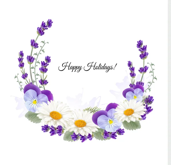 Beautiful holiday greeting card with flower decoration. Vector. — Stock Vector