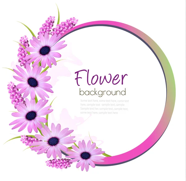 Fond de fleurs avec de belles fleurs violettes. Vecteur . — Image vectorielle