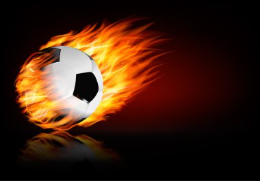 Futbol arka plan ile bir alev topu. Vektör.