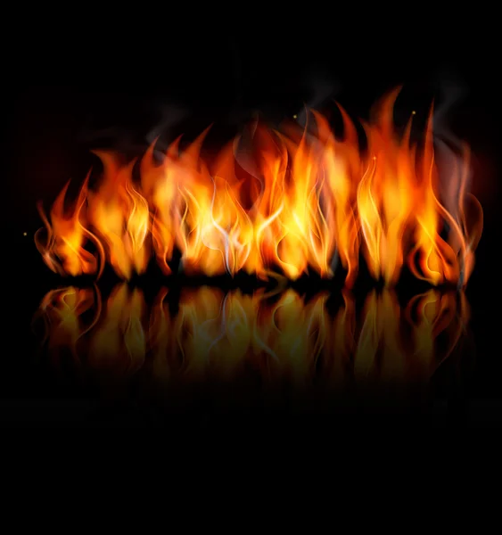 Fire vector on black background. Vector. — Stock Vector