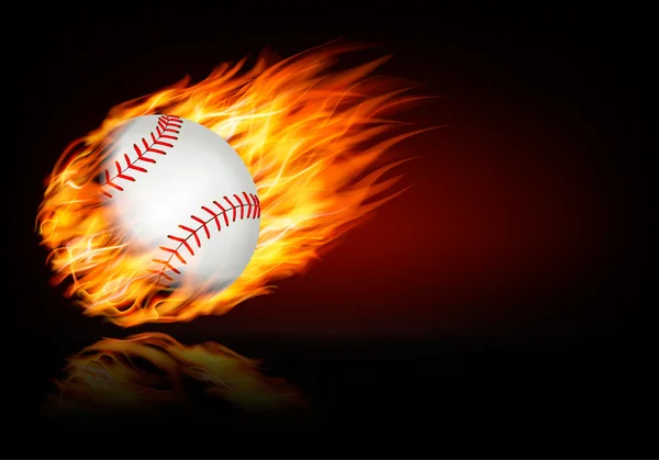 Baseball background with a flaming ball. Vector. — Stock Vector