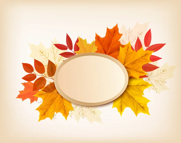 Autumn background with red, yellow, orange leaves. Vector. — Stock Vector