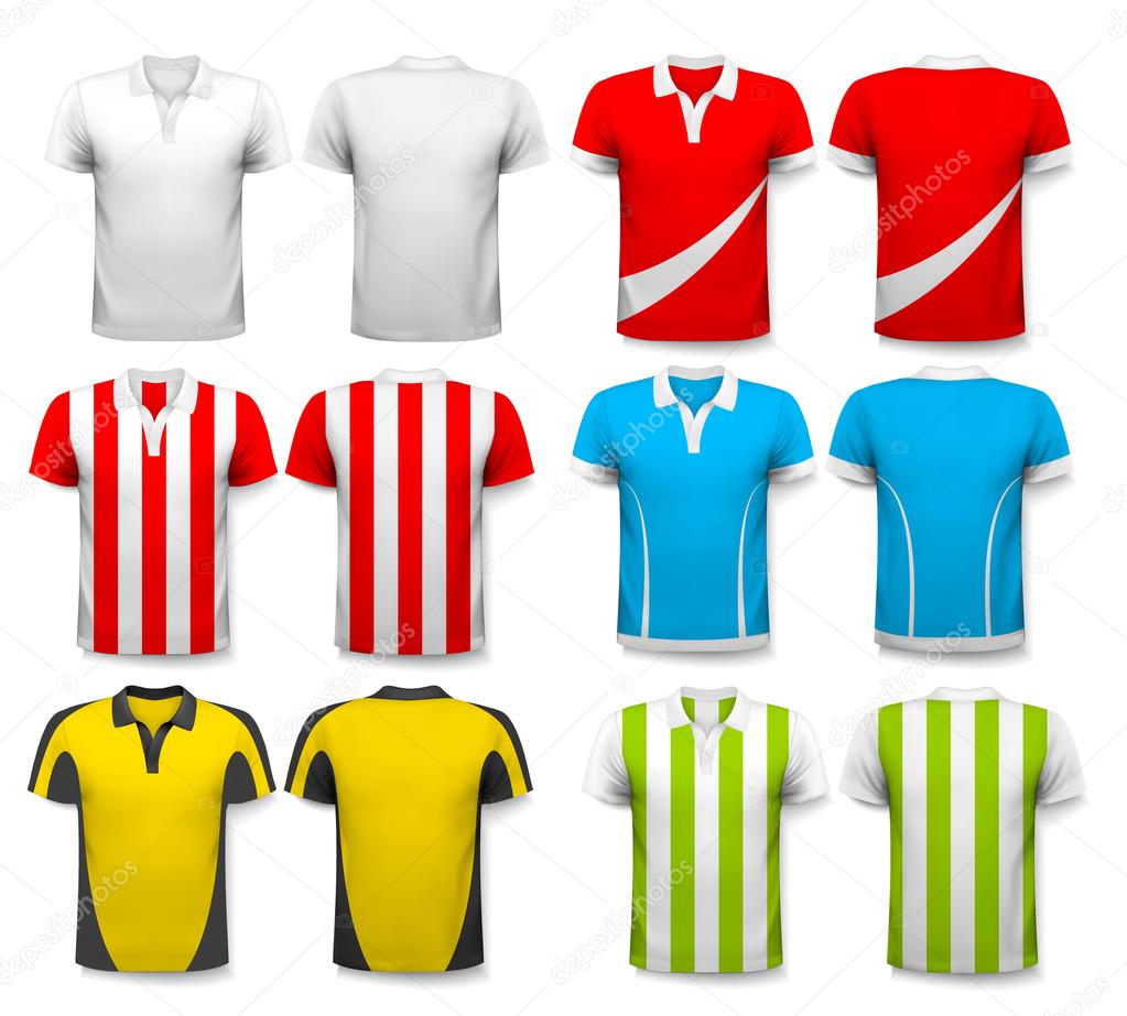 Collection of various soccer jerseys. The T-shirt is transparent