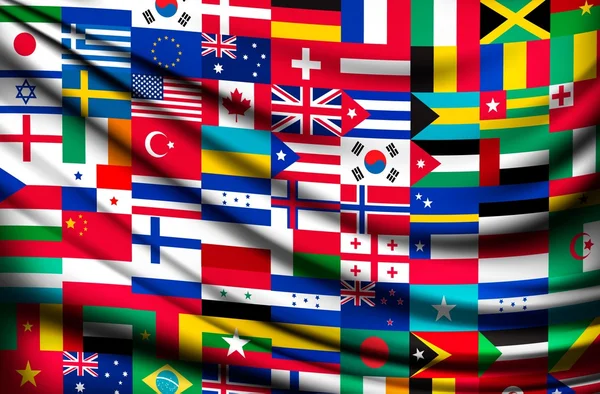 Fondo de la bandera grande hecha de banderas del país del mundo. Vector . — Vector de stock