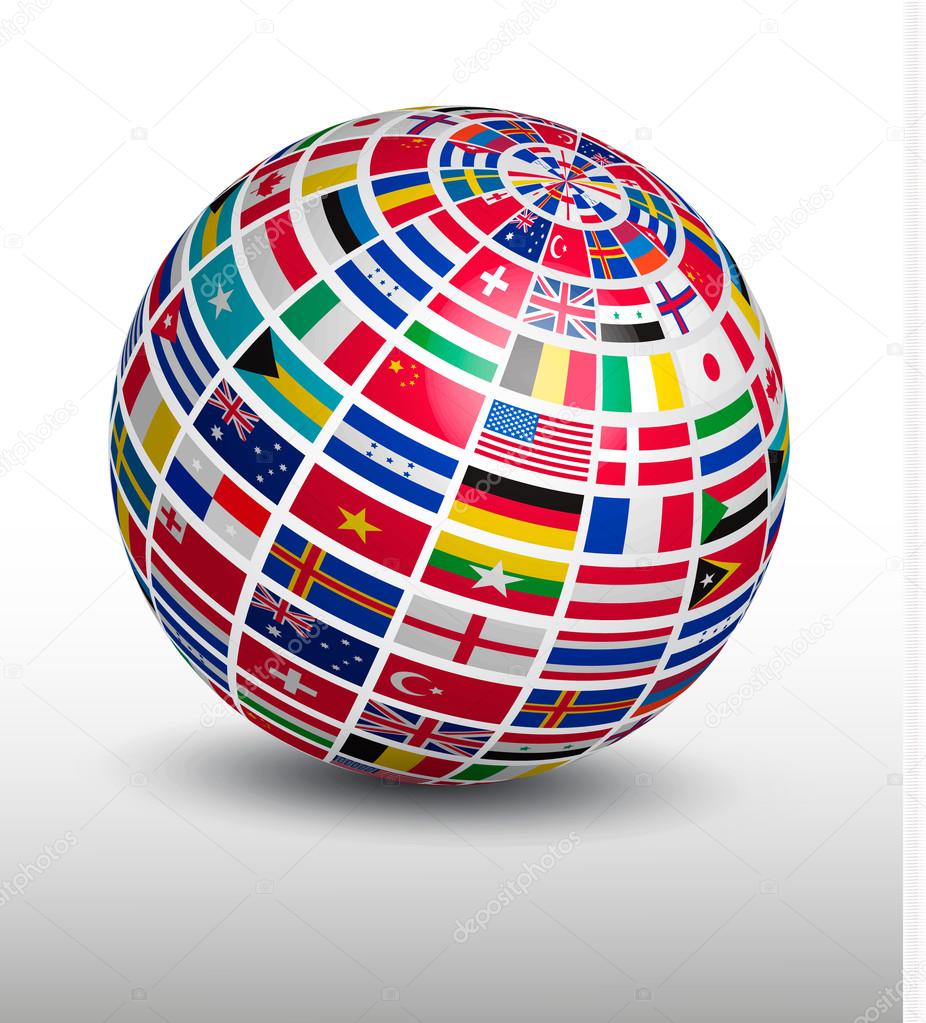 Globe made out of world flags. Vector.