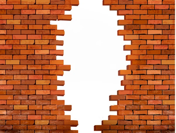 Vintage brick wall background with hole. Vector — Stock Vector