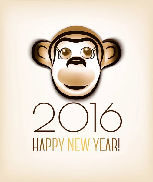 Feliz año nuevo 2016. Año del mono. Ilustración vectorial — Vector de stock