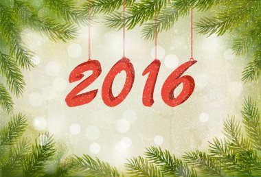Mutlu yeni yıl 2016! Yeni yıl tasarım şablonu vektör illustratio