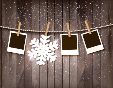 Fotoğraf ve bir kar tanesi Noel arka plan
