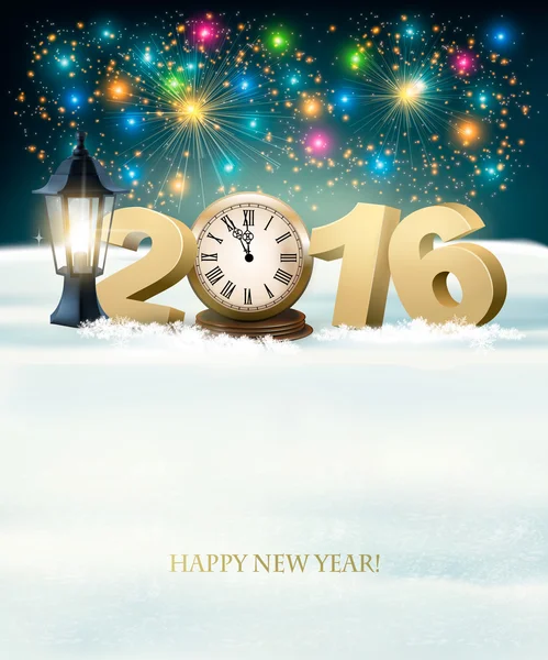 Happy New Year 2016 background with fireworks. Vector. — Stock Vector