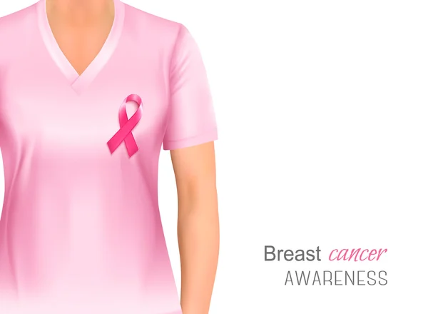 Bröst cancer medvetenhet skjorta och band. Vektor. — Stock vektor