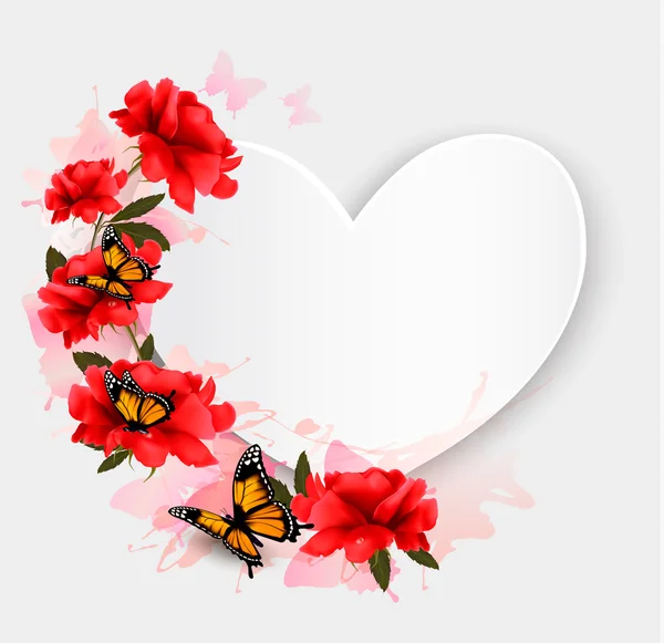 Fondo del Día de San Valentín. Fondo en forma de corazón con rosas a — Vector de stock