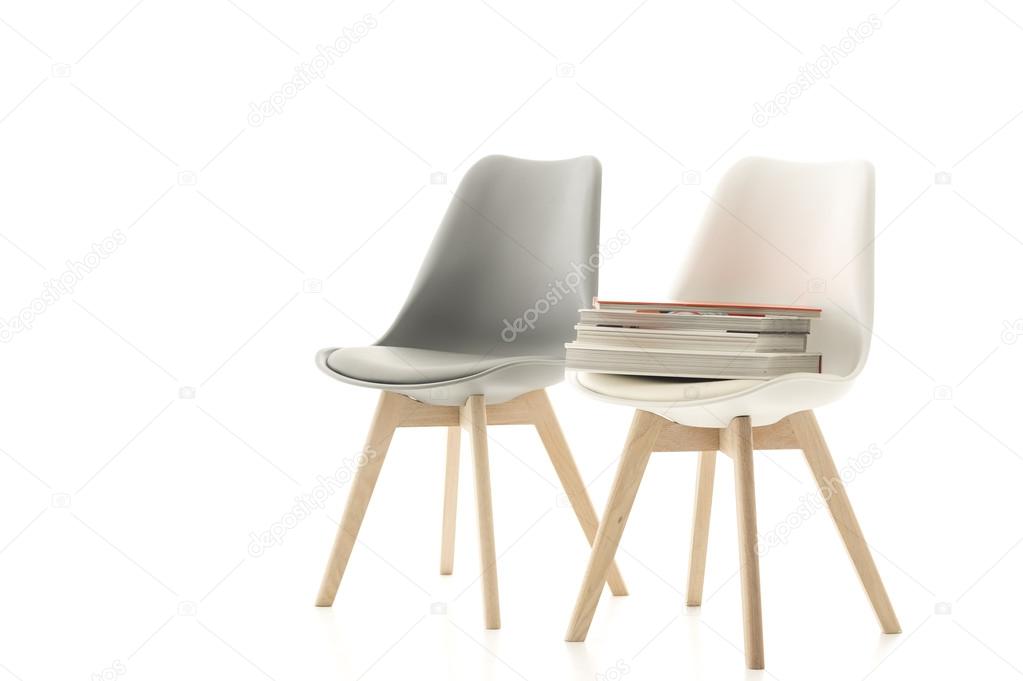 A matching grey and white modern chair