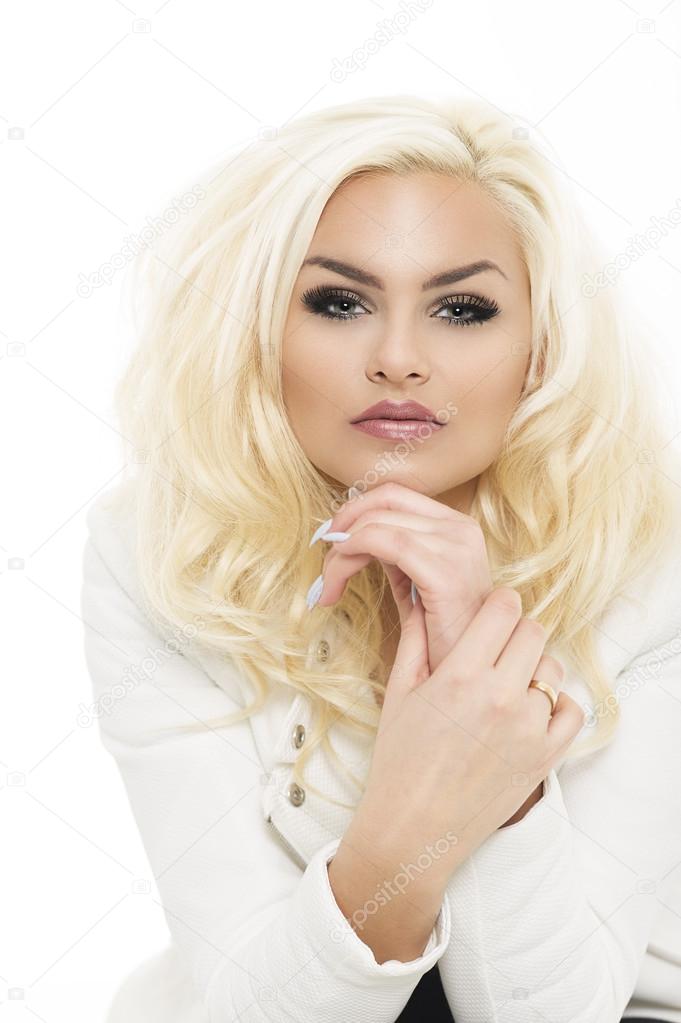 Fashionable Pretty Blond Woman Leaning on her Hand