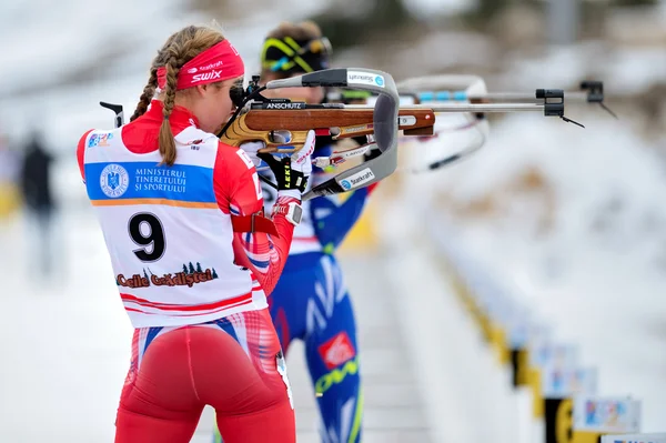 Competidor desconhecido no Campeonato Mundial de Jovens e Jovens da IBU Biatlo — Fotografia de Stock