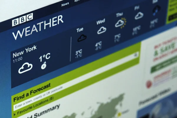 Photo of BBC Weathers homepage — Stock Photo, Image