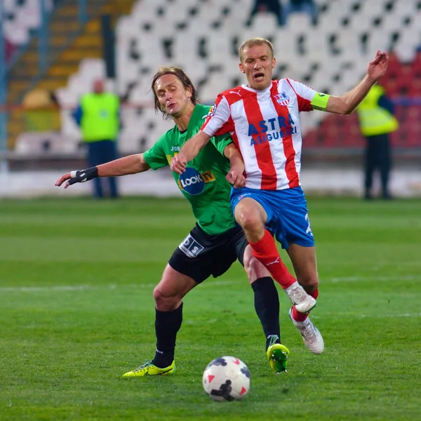 Unknown football players performs — Stock Photo, Image